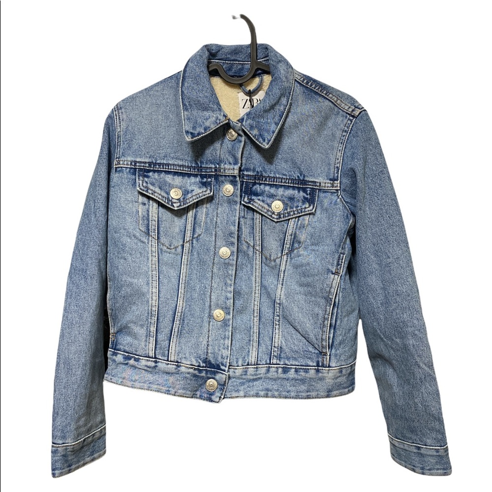 Zara women’s denim Sherpa jacket